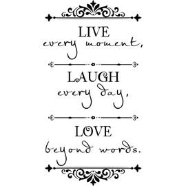 Fencosyn Live Every Moment,Laugh Every Day,Love Beyond Words,Family Inspirational Quotes Vinyl Wall Sticker Bedroom Living Room DIY Home Decor