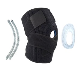 BYVCUI Knee Brace for Youth Adult, Open Patella Gel Stabilizer with Adjustable Straps Knee Pads Support for Arthritis, ACL, Relieves Pain, Basketball, Sports, 1 Piece (Black)