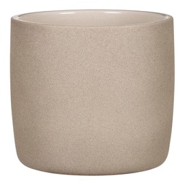 SCHEURICH Set of 2 Solido Taupe Stone Ceramic Pots – 6.9" Barrel-Shaped Indoor Planters – Durable&UV-Resistant - for Houseplants, Herbs & Greenery – Modern Decorative Design – Made in Germany – 0.8 gl