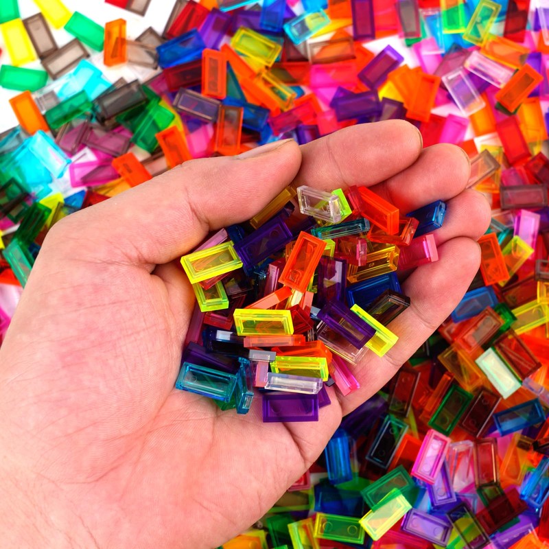 WSRYLTCH Transparent Tiles 1x2 Flat Bricks - 1000pcs Classic Building