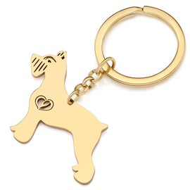 SHIGIE Stainless Steel Cartoon Schnauzer Keychain Car Backpack Key Ring Pets Animals Fun Jewellery For Women Puppy Lovers Gifts (18K Gold Plated)