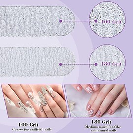 200 limas de uñas de 4 estilos a granel, grano 100/180 de doble cara, lima de uñas profesional reutilizable, lima de uñas para herramientas de manicur