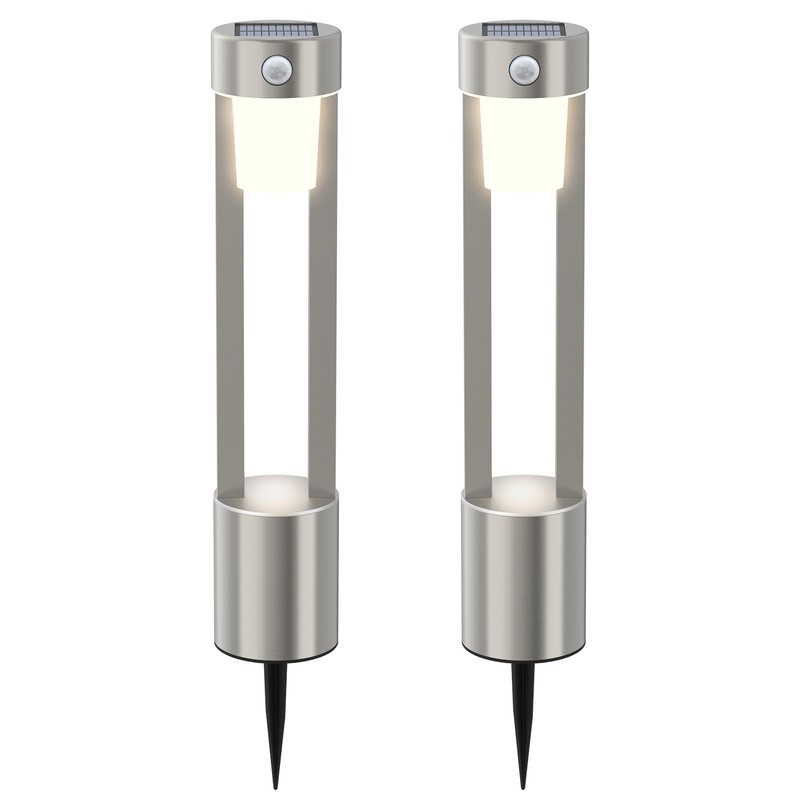 Solar Bollard Lights Outdoor Stainless Steel Pathlight Security Light Motion-Sensor