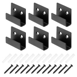 PATIKIL Tile Hanger Bracket 1.38x0.63x0.4, 6 Set U Wall Mounted Mirror Clips Fasteners Stainless Steel Metal Mirror Holder Kit S Size with Screws for Large Mirror Black