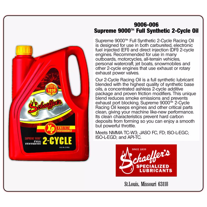 Schaeffer Oil Supreme 9000™ Full Synthetic 2-Cycle Engine Oil -