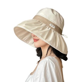 VIDOSCLA UV Protection Hat, Elastic Cord, Women's, Sun Protection Hat, UPF 50+, Small Face, Sun Protection, Sun Protection, Breathable, Cool, b1 beige, Free size