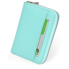 LASIEM Women's Mini Wallet, Coin Purse, Card Case, Large Capacity, High Quality Saffiano Leather Wallet, Coin Case, blue daisy