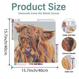Diamond Painting Animal, Diamond Painting Adult Ox, Diamond Art Adult Set, Home Wall Decor for Gift (40 x 40 cm)