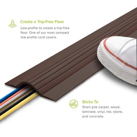 UT Wire 15FT Cable Blanket High Capacity Low Profile Cord Cover and Wire Protector - Brown