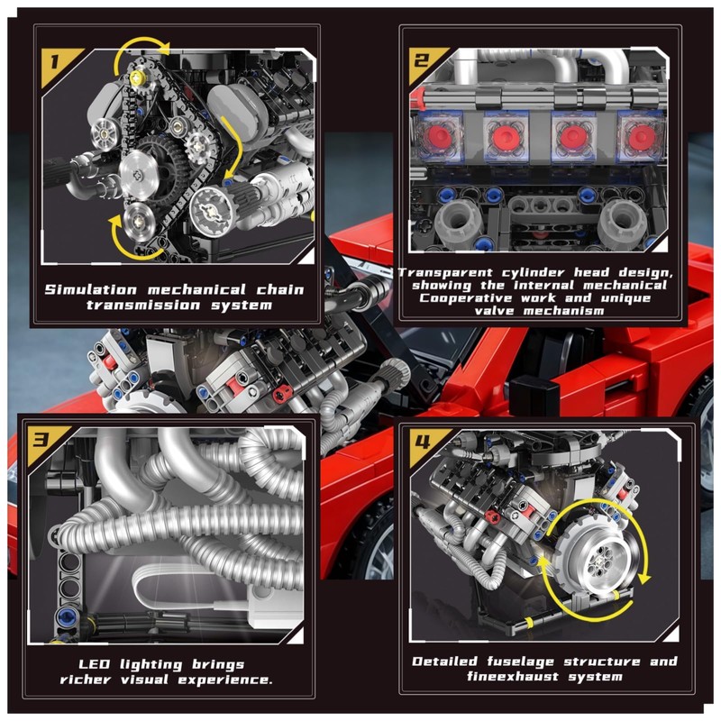 V8 Engine Building Kits That Runs with Motor - 715+Pcs