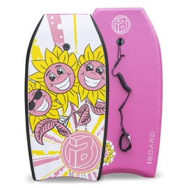iBoard Bodyboard with Wrist Leash Lightweight Body Board for Adults with EPS Core 41 Inch Choose Color, Pink