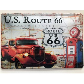 Metal Sign 20 x 30 cm US Route 66 Gas Station Petrol Station Tin Sign Vintage