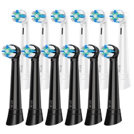 12 Pack Smart Cleaning IO Replacement Heads Compatible with Oral B iO 2 3 4 5 6 7 8 9 10 Series Electric Toothbrush, Brush Heads Compatible with Oral B iO Electric Handles (Black/White)
