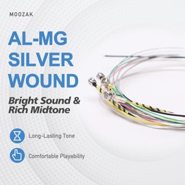 MOOZAK Violin Strings 4/4 Full Size Set with Extra E String – Nylon Core with Silver & Aluminium-Magnesium Winding for Warm Tone, Durable & Giftable