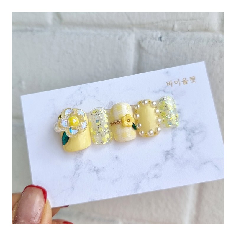 Nilla Flower Handmade Nail Tips - Long Square / 닐라