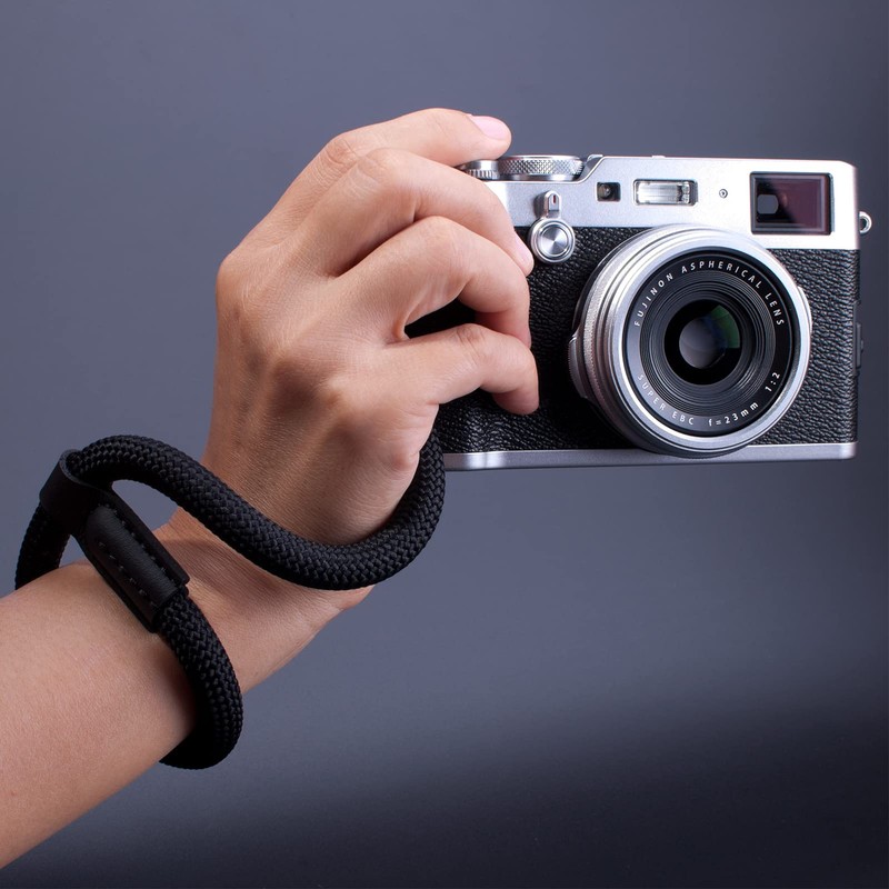 [VKO] カメラリストストラップ ハンドストラップ 一眼レフ/ミラーレス/コンパクトカメラ用 クライミングロープ製（黒）