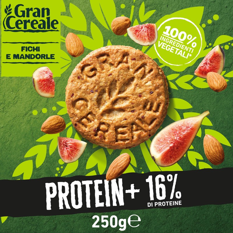 Gran Cereale, Biscotti Proteici Protein+ Fichi e Mandorle, con 16%
