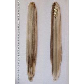 CiCiCa –“PT02”, Synthetic Ponytail Extensions, 30 Inches Long Ponytails, Mixed Beach Blonde and Dark Blonde Ponytails, Jaw/Claw Clip Ponytails, Drawstring Ponytails, Straight Ponytails, Heat-Resistant Hairpiece Pony for Women.