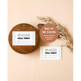 Guess How Many Baby Shower Game, Guess How Many Cards, (50 Pack), Baby or Bridal Shower Games, 3.5” x 2”, Minimalist