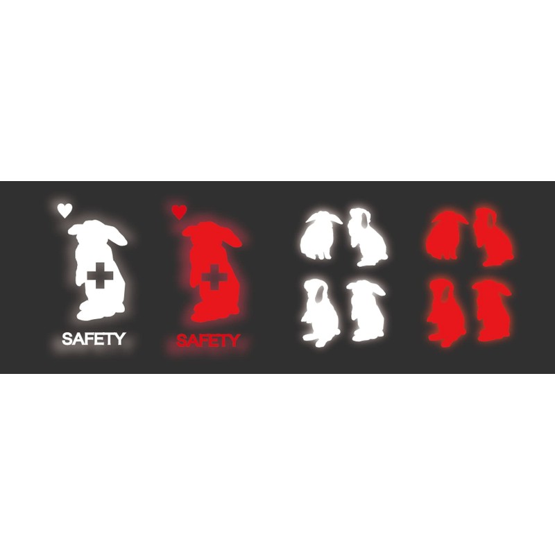 Rabbits Reflective Stickers (Ratabit Ears) White, Bicycle, Stroller, Cane, School