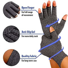 Arthritis Compression Hand Gloves - Open Finger Computer Typing Mittens Gloves, Relieve Carpal Tunnel, RSI, Tendonitis, Rheumatoid and Osteoarthritis Joint Pain, Breathable Hand Warmer Men & Women (1 Pair) (Medium)