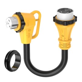 1.5Ft 90 Degree RV 50-Amp Shore-Power Adapter, 50Amp Twist-Lock Plug Nema SS2-50P Male to SS2-50R Female, 6AWG Right Angle Marine 50A RV-Adapter Cord for Camper Trailer Boat,125V/250V 50A, ETL Listed