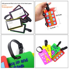 Honbay 4PCS Candy Color Travel Luggage Tags Travel Suitcase Bag Labels Checked Baggage Tags (4 x Pattern)