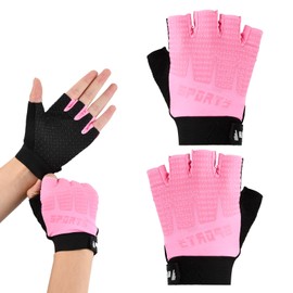 Amexo Children's Half Finger Cycling Gloves, Breathable Children's Sports Riding Gloves, Non-Slip Gel, Half Finger Sports Gloves, Fingerless Road Riding Gloves, for Training, Skiing, Rowing, 6-10