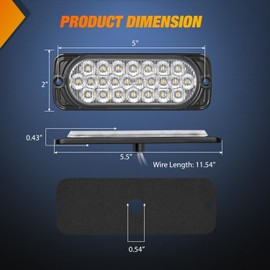 Nilight 5.5 Inch Aluminum Housing Tail Light 2 PCS 24 LED White Back Up Reverse Marker Light Surface Mount IP67 Waterproof for 10-30V RV Camper Trailer Truck Bus Boat