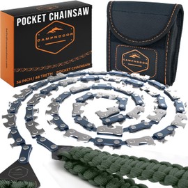 Pocket Chainsaw with Paracord Handles - Army Green 65Mn Heavy Duty Steel Pocket Saw - 48 Teeth Survival Saw - Hand Chain Saw - Cable Saw - Camp Saw - Survival Gear - Backpacking Saw - CAMPNDOOR