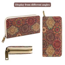 Boshiho Women's Cork Leather Wallet: Vegan Women's Zipper Purse Cork Vegan Purse Gift for Ladies with Gift Box (E)