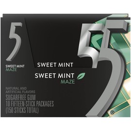 5 Gum Sweet Mint Sugarfree Gum, 15 Piece (10 Packs)