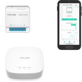 YoLink Relay Switch for Indoor Lighting, Home Appliances, Electric Circuits, Office Equipment up to 15A, Real-Time Power Monitor, App Push, Email, SMS, Alexa, Google, IFTTT, HA, Hub Included, YS5716
