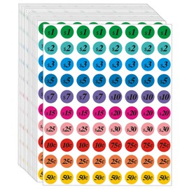 HUKXDGXY Removable Garage Sale Stickers, 2500 Yard Sale Price Stickers, 3/4 Inch Round Pre-Printed Garage Sale Price Sticker Labels for Flea Markets, Fairs and Retail