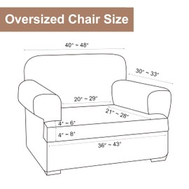 molasofa T Cushion Armchair Sofa Covers Stretch Couch Covers for T Cushion Sofa Slipcovers Soft Sofa Slip Covers Furniture Covers (Oversized Armchair, Ivory)