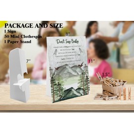 Adventure Don't Say Baby Game (1 Sign And 50 Mini Natural Clothespins） Don't Say Baby Baby Shower Game, Baby Shower Decorations, Baby Shower Games Gender Neutral, Forest Mountain Baby Shower (DS09)