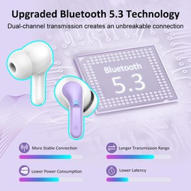 Wireless Earbud, Bluetooth Headphones 5.3 NEW 40H Ear Buds Bass Stereo Earphones Noise Cancelling Earbud with 4 ENC Mic, in-Ear Bluetooth Earbud USB-C LED Display IP7 Waterproof Sport for Android iOS