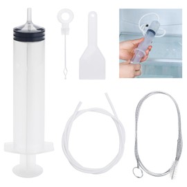 Mynoozi Pack of 5 Fridge Drain Hole Cleaning Tool, Fridge Cleaning Kit, Fridge Drain Cleaning Brush with Hose, Syringe, De-Icing Shovel, De-Icing Scoop, Stopper and Inserts
