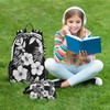 Backpack with Lunch Bag Bookbag Set,Hibiscus Flower Black White Pattern