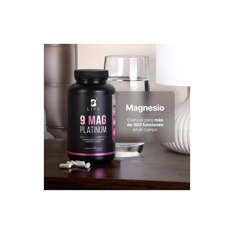B Life Mezcla de 9 Magnesios Premium con 240 cápsulas