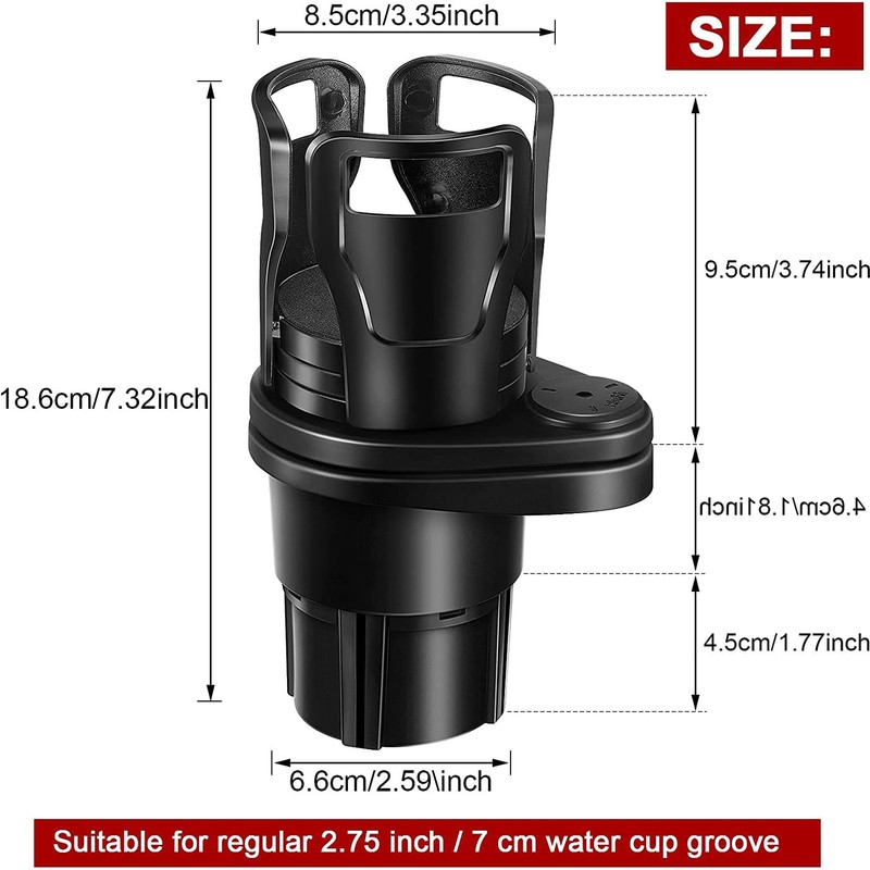 MACHSWON 2pcs Black Multifunctional Car Cup Holder Drink Holder with
