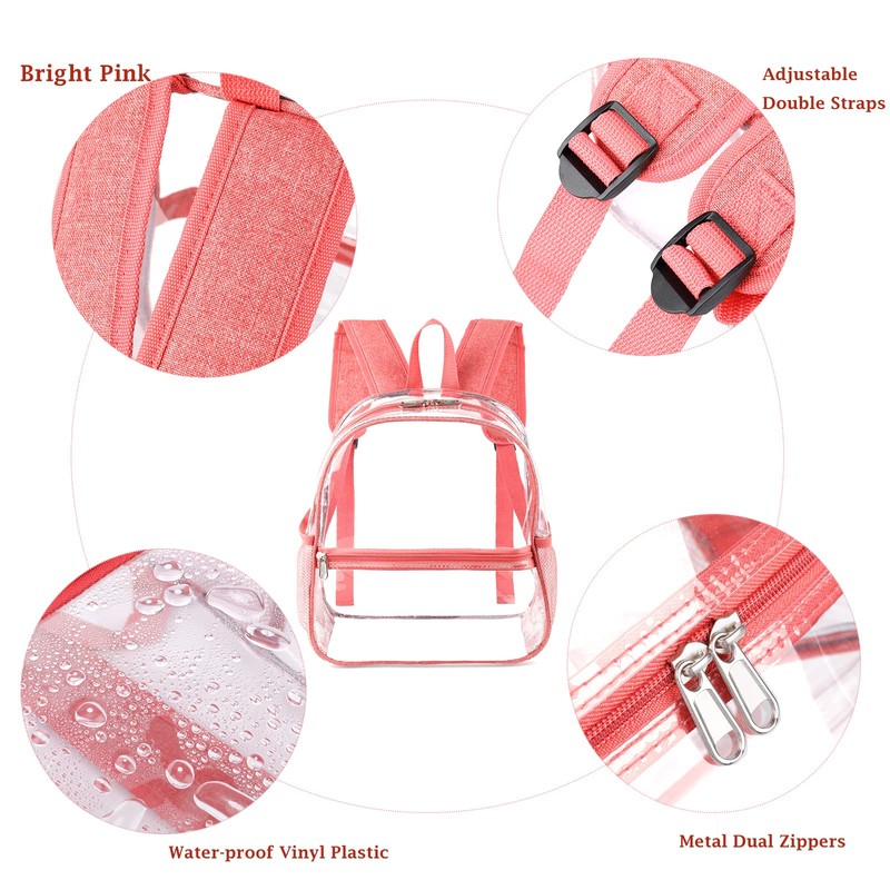 Fomaris Cute Pink Clear Backpack Stadium Approved 12x12x6 Small Mini