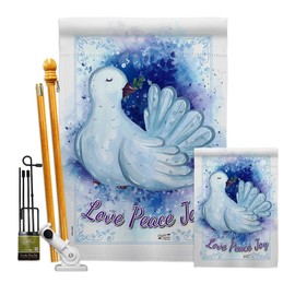 Angeleno Heritage Peace Dove Garden House Flag Kit Wintertime Winter Wonderland Snowflake Snowman Ice Skate Season Snow Decoration Banner Small Yard Gift Double-Sided, Made in USA