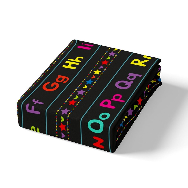 ABC Alphabet Bed Sheet Set Twin, Alphabet Numbers Fitted Sheet