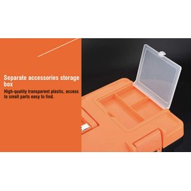 Edward Tools Heavy Duty Plastic Tool Box 14” - Small Top Accessory Boxes - Grip Handle - Removable Organizer Tools Tray - Secure Latch Locking Lid - Sturdy Frame