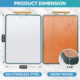 Double-Sided Stainless Steel & Wood Cutting Board – 15.7” x 10.6” Chopping Board – Non-Slip, Dishwasher Safe, Knife Friendly – No Odor, Easy Clean