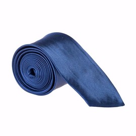 IZAARU Men's Slim Plain Necktie - 7cm Wide, Classic Solid Color Tie for Formal, Business, and Wedding Occasions (Navy Blue)