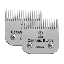 2 Packs Professional Detachable Replacement Ceramic Blades Size 2#,Cut Length 1/4-Inch(6.3 mm),compatible with Andis AGC,BDC,BGC,MBG Series/oster Classic 76/Star-Teq/Power-Teq/A5 Clipper