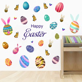 Operitacx 2pcs Egg Bunny Wall Sticker home accents decor cartoon stickers for kids window decals easter bunny window clings Easter rabbit decor bunny decal decor bunny wall decor egg decals