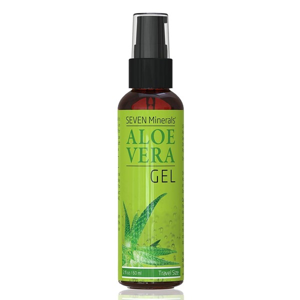 Travel Size Organic Aloe Vera Gel with 100% Pure Aloe From Freshly Cut Aloe Plant, Not Powder - No Xanthan, So It Absorbs Rapidly With No Sticky Residue (2 fl oz)